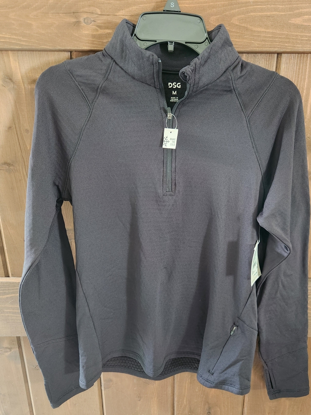 DSG Women's Run Grid 1/4 Zip Pullover Charcoal Gray Medium Thumbholes M NWT